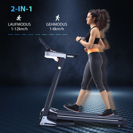 Motorizovaný skládací běžecký pás, 12 programů, nosnost 100 kg
