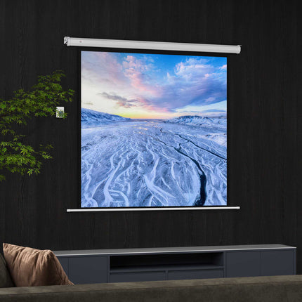 Motorized Projector Screen, 85 Inch 1:1, 4K, Remote