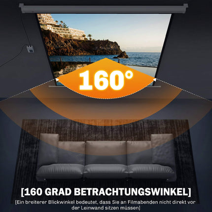 Motorized Projector Screen, 85 Inch 1:1, 4K, Remote
