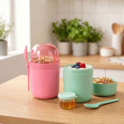 Müsli kelímky s sebou, 4 ks, bez BPA, se lžičkou