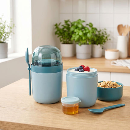 Müsli kelímky s sebou, 4 ks, modré, plast bez BPA