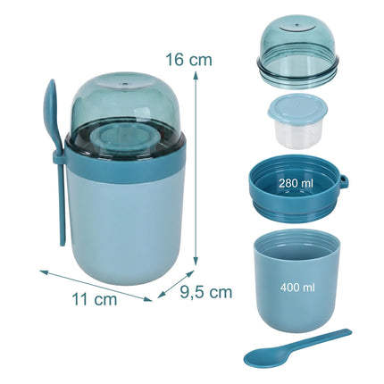 Müsli kelímky s sebou, 4 ks, modré, plast bez BPA