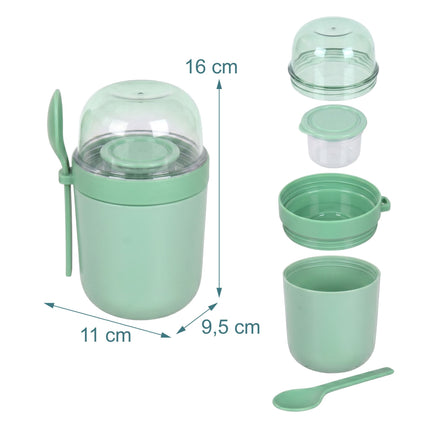 Müsli kelímky s sebou, 4 ks, zelené, plast bez BPA