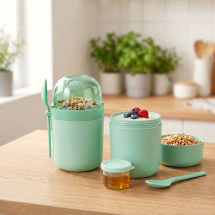 Müsli kelímky s sebou, 4 ks, zelené, plast bez BPA