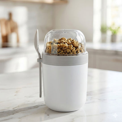 Müsli kelímky s sebou se lžičkou, 4 ks, plast bez BPA