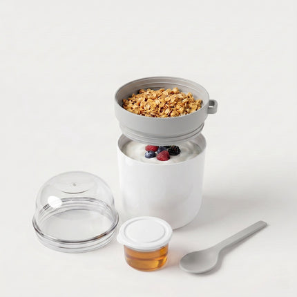 Müsli kelímky s sebou se lžičkou, 4 ks, plast bez BPA