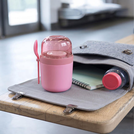 Müsli kelímky s sebou se lžičkou, 4 ks, růžové