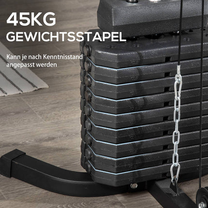 Multifunkční posilovací stanice, Lat Pull/Butterfly, 45 kg závaží