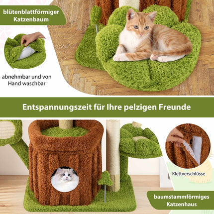 Víceúrovňový kočičí strom se škrabadlem, zelený
