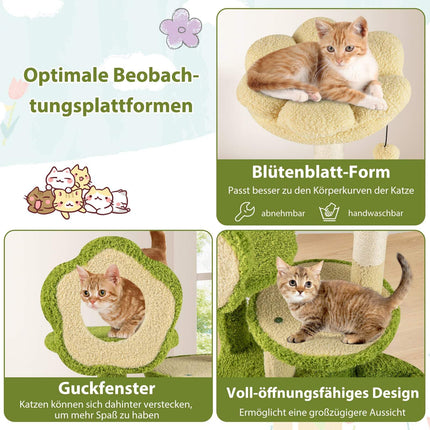 Mehrstufiger Katzenbaum mit Sisal-Kratzbaum, Grün