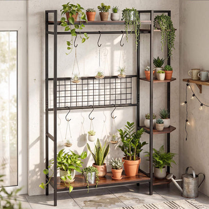 Multi-Tier Plant Stand with Trellis & Metal Frame