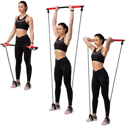 Multifunkční pilates tyč s odporovými gumami