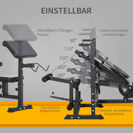 Adjustable weight bench - barbell rack, steel frame, multigym