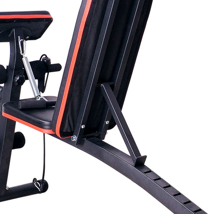 Multifunkční posilovací lavice multi-gym s pružinovým posilovačem tréninková lavice zátěž do 120kg černá 54 x 160 x 106 cm