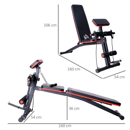 Multifunkční posilovací lavice multi-gym s pružinovým posilovačem tréninková lavice zátěž do 120kg černá 54 x 160 x 106 cm