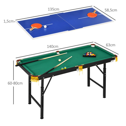 2v1 herní stůl – kulečník a stolní tenis, nastavitelná výška