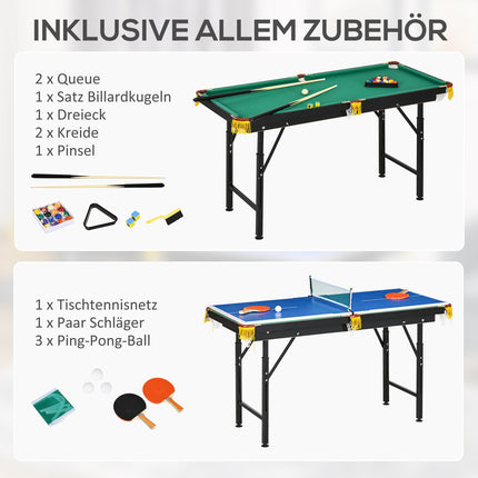 2v1 herní stůl – kulečník a stolní tenis, nastavitelná výška