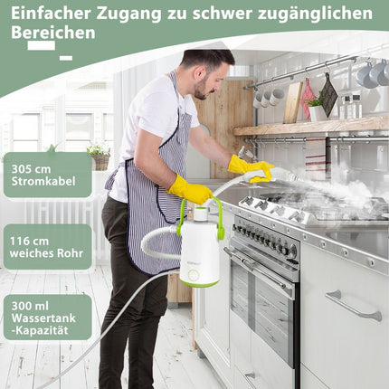 Univerzální parní čistič přenosný ruční parní čisticí přístroj s výkonem 1000 W zelený