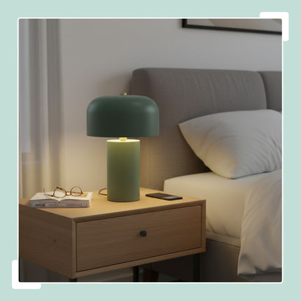 Stolní lampa houba – minimalistický kovový design, zlatý detail
