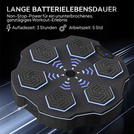 Boxovací stěna s hudbou, Bluetooth, 9 rychlostí, LED displej, černá