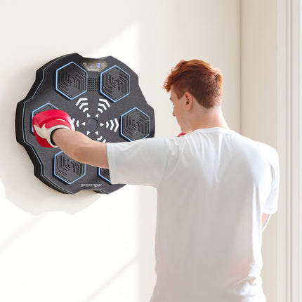 Boxovací stěna s hudbou, Bluetooth, 9 rychlostí, LED displej, černá
