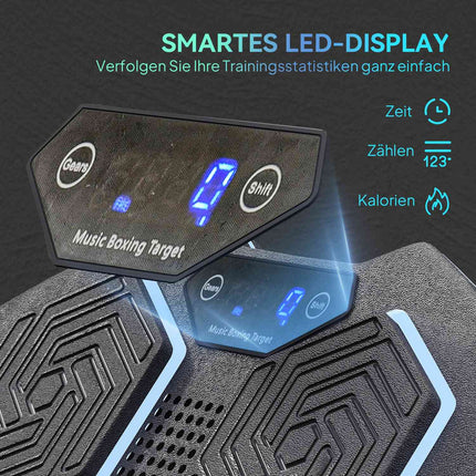 Boxovací stěna s hudbou, Bluetooth, 9 rychlostí, LED displej, černá