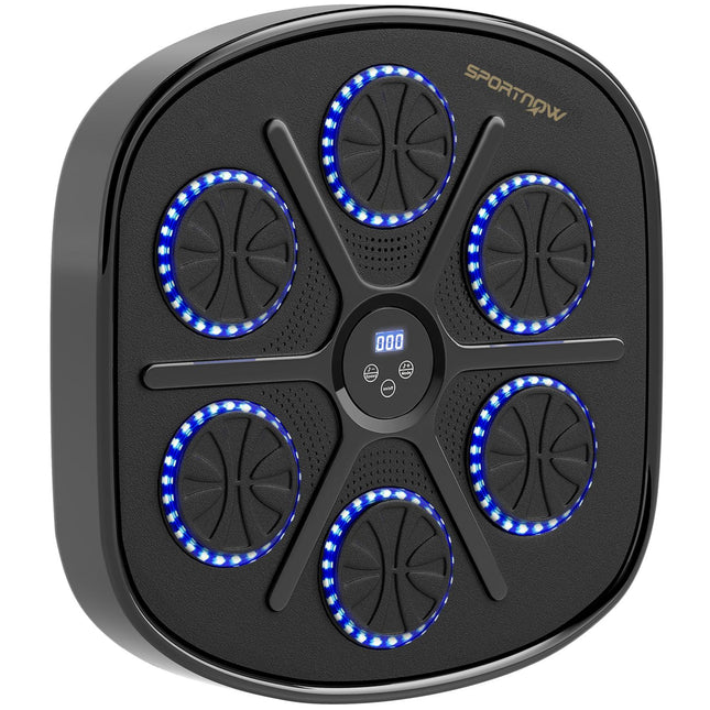 Boxovací stroj s hudbou, elektronický Bluetooth boxovací stroj s LED světly, hudbou, nástěnný boxovací terč pro dospělé, domácí cvičení, černý