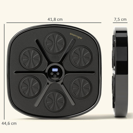 Boxovací stroj s hudbou, elektronický Bluetooth boxovací stroj s LED světly, hudbou, nástěnný boxovací terč pro dospělé, domácí cvičení, černý