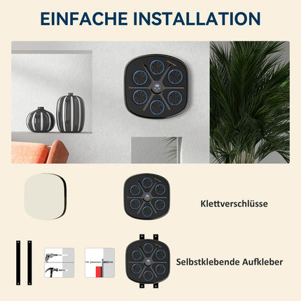 Boxovací stroj s hudbou, elektronický Bluetooth boxovací stroj s LED světly, hudbou, nástěnný boxovací terč pro dospělé, domácí cvičení, černý