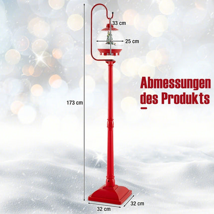 Hrací vánoční pouliční lampa, 173cm, sněžítko aktivované zvukem