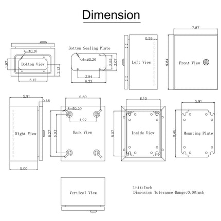NEMA 4X Steel Electrical Enclosure 25x20x15 cm, IP66