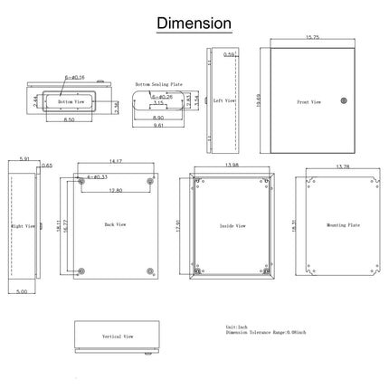 NEMA 4X Steel Electrical Enclosure 50x40x15 cm, IP66