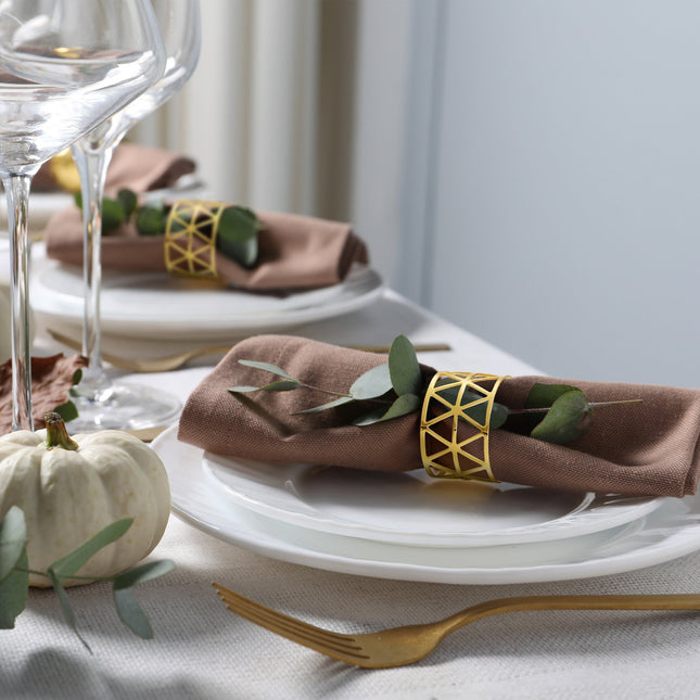 Serviettenringe 12er-Set – Metall, geometrisches Design