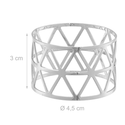 Kroužky na ubrousky sada 12 ks – kovový geometrický design