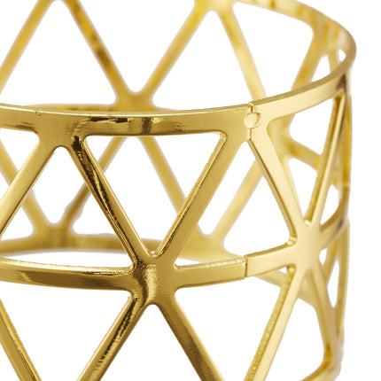 Kroužky na ubrousky sada 12 ks – kovový geometrický design