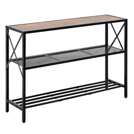 Narrow Console Sofa Table, 41.7 Inch, 3-Tier Metal Frame