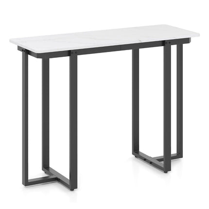 Úzký konzolový stolek, deska v imitaci mramoru, 107x40x79.5 cm, černý