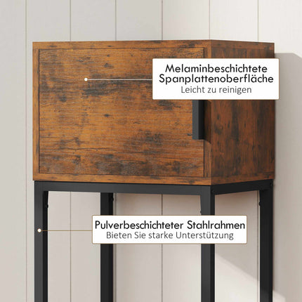 Úzký konzolový stolek, industriální design, rustikální hnědá, 40x30x76cm