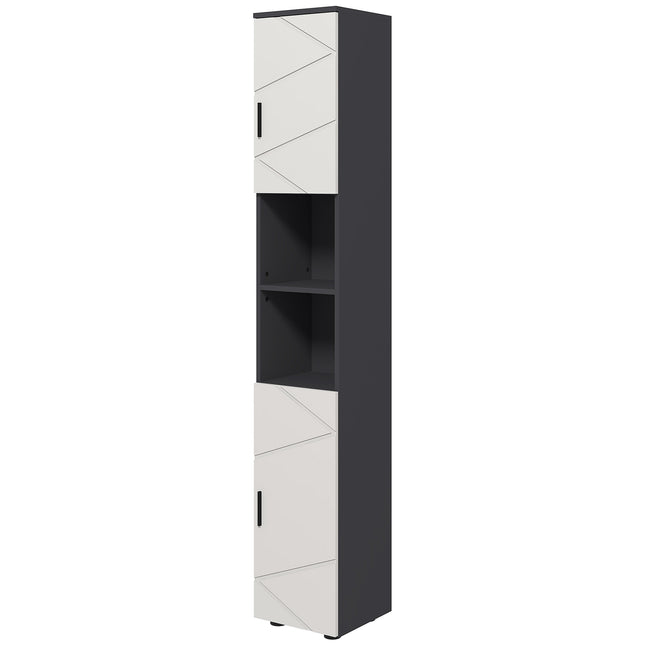 Tall narrow bathroom cabinet - adjustable shelf, gray