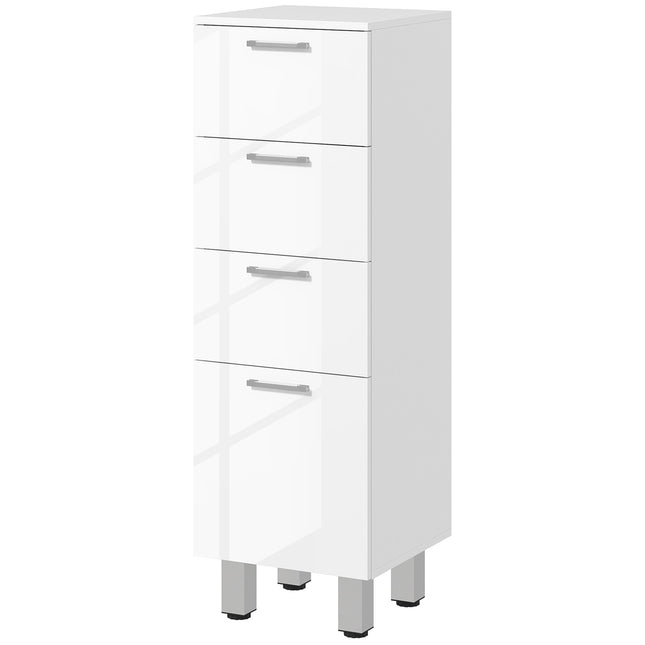 Slim white bathroom cabinet, adjustable shelf & 3 drawers