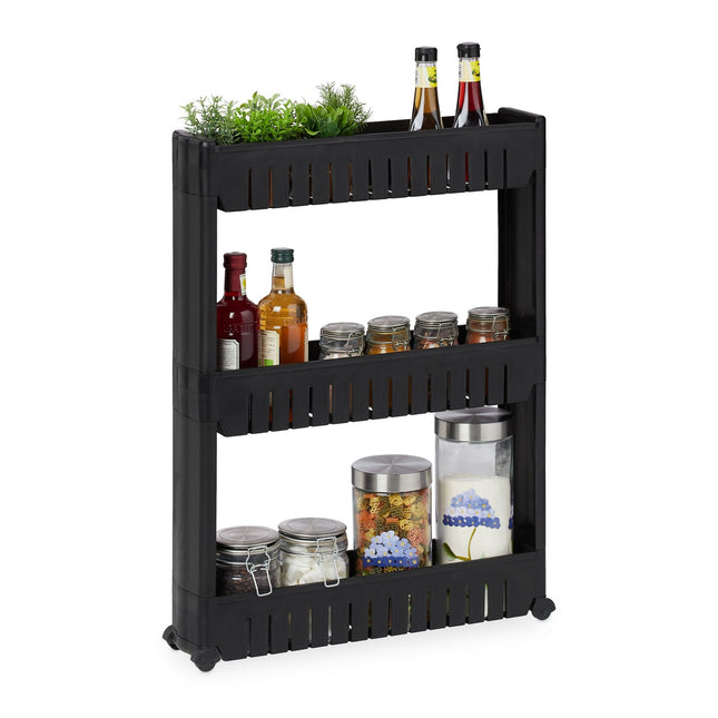 Narrow trolley with 3 shelves