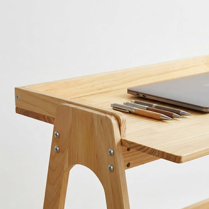 Natural Plywood Computer Desk with Edge, 107 cm Wide