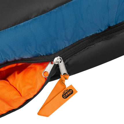 Navy Blue-Orange Sleeping Bag, Lightweight, Compact