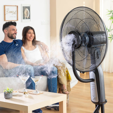 Stojanový ventilátor s rozprašovačem s dálkovým ovládáním InnovaGoods Mistinn černý 90 W 2,8 L