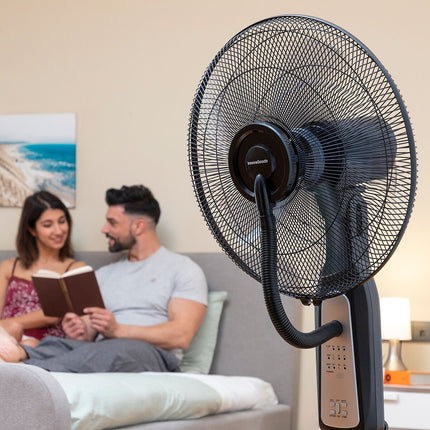 Stojanový ventilátor s rozprašovačem s dálkovým ovládáním InnovaGoods Mistinn černý 90 W 2,8 L