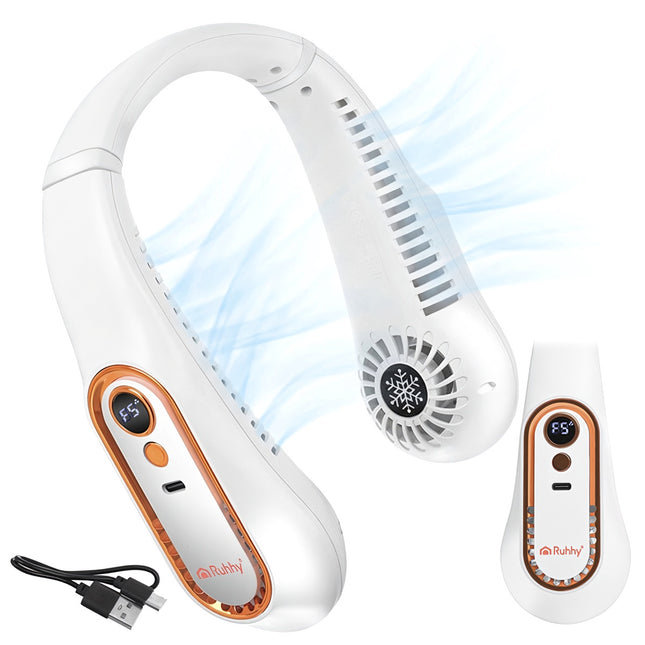 Ventilátor na krk, přenosný bezdrátový chladicí s nabíjením USB-C