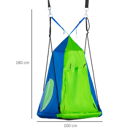 Kulatý houpací stan pro děti, Ø100 cm s dveřmi/oknem, nosnost 200 kg