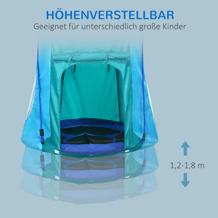 Dětská houpačka se stanem, nastavitelná, voděodolná, modrozelená