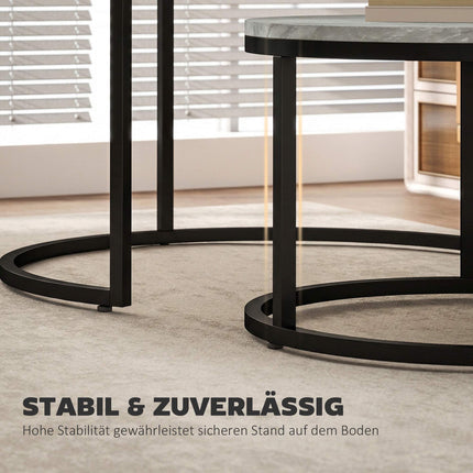 Couchtisch-Set, verschachtelbar, Marmor-Optik, Metallgestell, 2-teilig