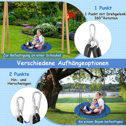Nestschaukel Kinderschaukel Baumschaukel Hängeschaukel Ø 100 cm Blau Rakete